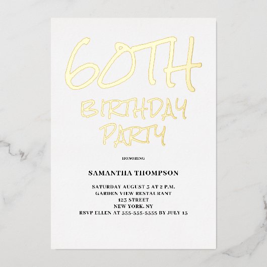 Invitation En Aluminium 60e fête d'anniversaire (Recto)