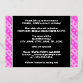 Invitation En Aluminium 60e fête d'anniversaire — Coeurs et rayures roses  (Verso)