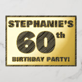 Invitation En Aluminium 60e fête d'anniversaire — Gras, Faux Wood Grain Te (Recto)