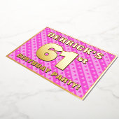Invitation En Aluminium 61e fête d'anniversaire — Coeurs et rayures roses  (Rotation)