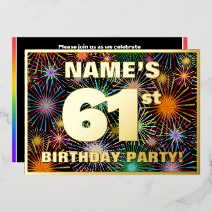 Invitation En Aluminium 61e fête d'anniversaire — Fun amusant, coloré Look