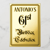 Invitation En Aluminium 61e fête d'anniversaire — Script élégant + Nom per (Recto)