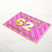 Invitation En Aluminium 62e fête d'anniversaire — Coeurs et rayures roses  (Rotation)