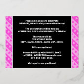 Invitation En Aluminium 62e fête d'anniversaire — Coeurs et rayures roses  (Verso)