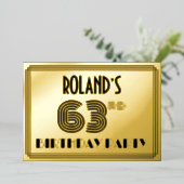 Invitation En Aluminium 63e fête d'anniversaire — Art Déco Style "63" & No (Debout devant)