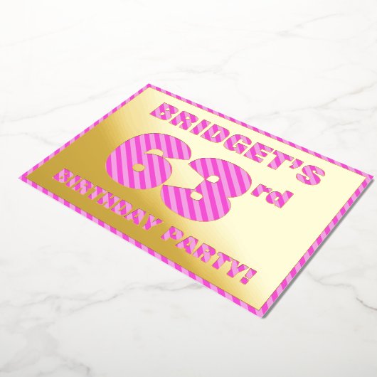 Invitation En Aluminium 63e fête d'anniversaire — Audacieux, amusant, rose (Rotation)