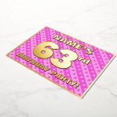 Invitation En Aluminium 63e fête d'anniversaire — Coeurs et rayures roses (Rotation)