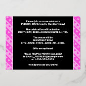 Invitation En Aluminium 63e fête d'anniversaire — Coeurs et rayures roses (Verso)