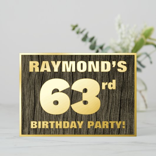 Invitation En Aluminium 63e fête d'anniversaire : Gras, Motif de grains de (Debout devant)