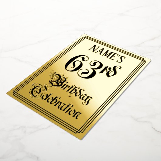 Invitation En Aluminium 63e fête d'anniversaire — Script élégant + Nom per (Rotation)