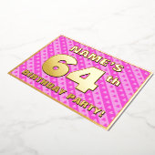 Invitation En Aluminium 64e fête d'anniversaire — Coeurs et rayures roses (Rotation)