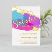 Invitation En Aluminium 65e anniversaire fête d'or photo brillante art abs (Debout devant)