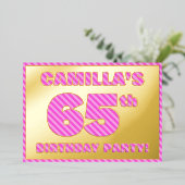 Invitation En Aluminium 65e fête d'anniversaire — Audacieux, amusant, rose (Debout devant)