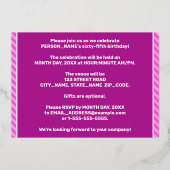 Invitation En Aluminium 65e fête d'anniversaire — Audacieux, amusant, rose (Verso)