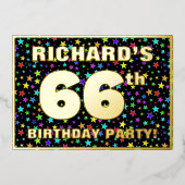 Invitation En Aluminium 66e fête d'anniversaire — Amusant, Colorful Stars (Recto)