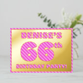 Invitation En Aluminium 66e fête d'anniversaire — Audacieux, amusant, rose (Debout devant)