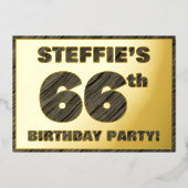 Invitation En Aluminium 66e fête d'anniversaire — Gras, Faux Wood Grain Te (Recto)