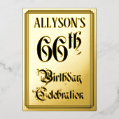 Invitation En Aluminium 66e fête d'anniversaire — Script élégant + Nom per (Recto)