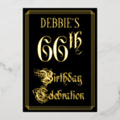 Invitation En Aluminium 66e fête d'anniversaire — Script fantaisie et nom  (Recto)
