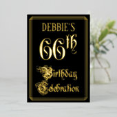 Invitation En Aluminium 66e fête d'anniversaire — Script fantaisie et nom (Debout devant)