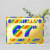 Invitation En Aluminium 67e fête d'anniversaire — Amusant, Rainbow Spectru (Debout devant)