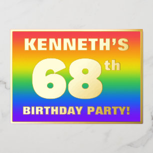 Invitation En Aluminium 68e Birthday Party : Fun, Colorful Rainbow Pattern