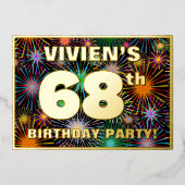 Invitation En Aluminium 68e fête d'anniversaire — Amusant, Feu d'artifice  (Recto)
