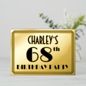 Invitation En Aluminium 68e fête d'anniversaire — Art Déco Look "68" + Nom (Debout devant)