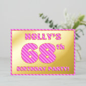 Invitation En Aluminium 68e fête d'anniversaire — Audacieux, amusant, rose (Debout devant)