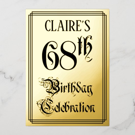 Invitation En Aluminium 68e fête d'anniversaire — Script élégant + Nom per (Recto)