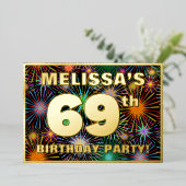 Invitation En Aluminium 69e fête d'anniversaire — Amusant, Feu d'artifice  (Debout devant)