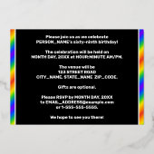 Invitation En Aluminium 69e fête d'anniversaire — Amusant, Rainbow Spectru (Verso)