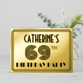 Invitation En Aluminium 69e fête d'anniversaire — Art Déco Style "69" & No (Debout devant)