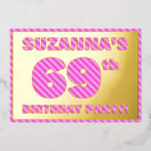 Invitation En Aluminium 69e fête d'anniversaire — Audacieux, amusant, rose (Recto)