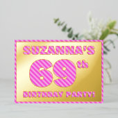 Invitation En Aluminium 69e fête d'anniversaire — Audacieux, amusant, rose (Debout devant)