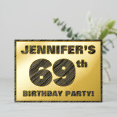 Invitation En Aluminium 69e fête d'anniversaire — Bold, Faux Wood Grain Te (Debout devant)