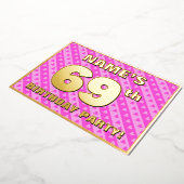 Invitation En Aluminium 69e fête d'anniversaire — Coeurs et rayures roses  (Rotation)