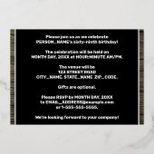 Invitation En Aluminium 69e fête d'anniversaire : Gras, Motif du grain de  (Verso)