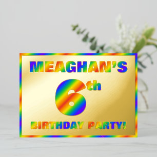 Invitation En Aluminium 6e fête d'anniversaire — Amusant, Rainbow Spectrum