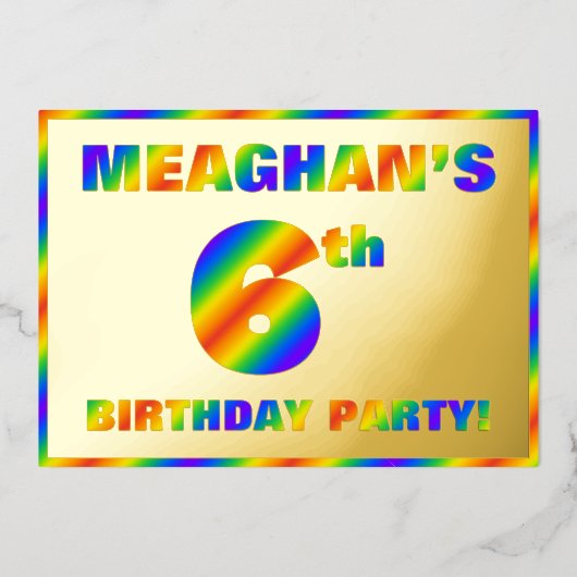 Invitation En Aluminium 6e fête d'anniversaire — Amusant, Rainbow Spectrum (Recto)