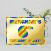 Invitation En Aluminium 6e fête d'anniversaire — Amusant, Rainbow Spectrum (Debout devant)