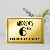 Invitation En Aluminium 6e fête d'anniversaire — Art Déco Look "6" + Nom (Debout devant)