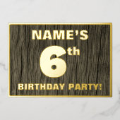 Invitation En Aluminium 6e fête d'anniversaire : Bold, Faux Motif de grain (Recto)