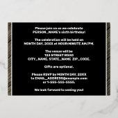 Invitation En Aluminium 6e fête d'anniversaire — Gras, Faux Wood Grain Tex (Verso)