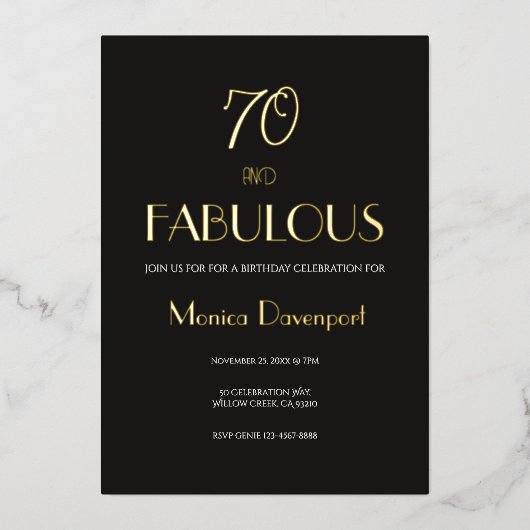 Invitation En Aluminium 70 and Fabulous Seventy Birthday  (Recto)
