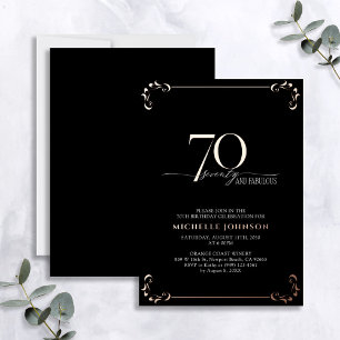 Invitation En Aluminium 70 ans & Fabuleux Anniversaire Calligraphie Rose G