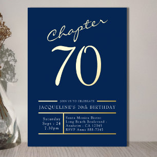 Invitation En Aluminium 70 Blue 70th Birthday Party Gold