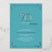 Invitation En Aluminium 70 & Fabuleux Anniversaire Turquoise & Argent (Recto)