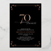 Invitation En Aluminium 70 & Fabuleux Black Rose Gold Calligraphie Anniver (Recto)