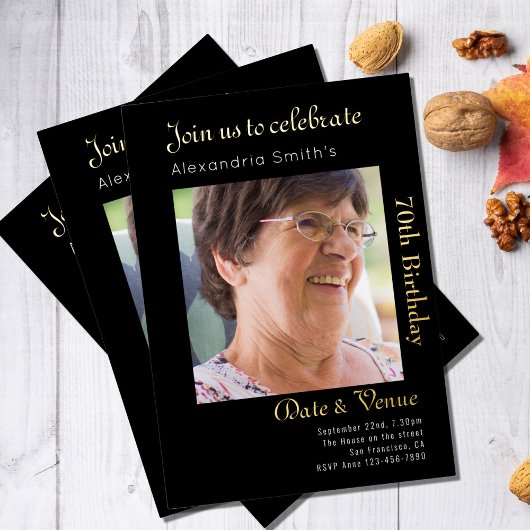 Invitation En Aluminium 70e anniversaire Black Gold